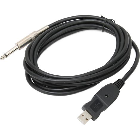 Câble de Guitare USB vers Jack 6.35mm Mono pour Enregistrement Studio et Karaoké, Longueur 3m