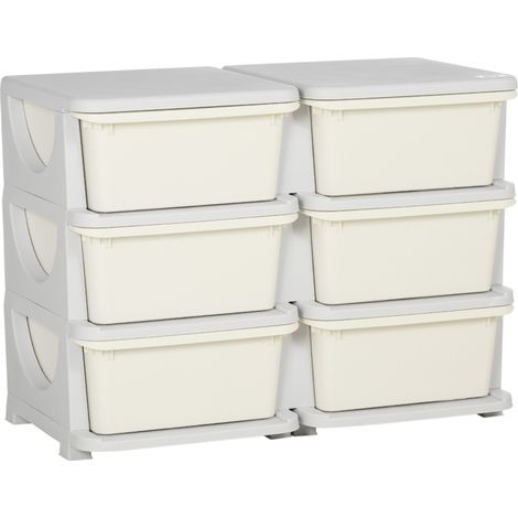 Boîte de rangement en plastique, rangement de jouets, 6 tiroirs, organisateur de jouets, commode pour chambre d'enfant, Blanc (1/5)