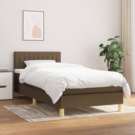 Boxspringbett mit Matratze Dunkelbraun 90x190 cm Stoff (1/5)