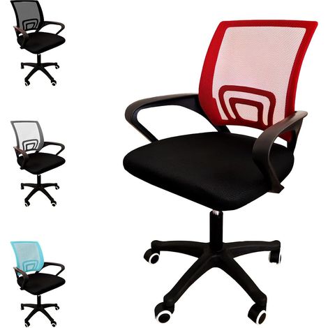 Sedia Ergonomica da Scrivania con Supporto Lombare e Rotazione 360° Rosso