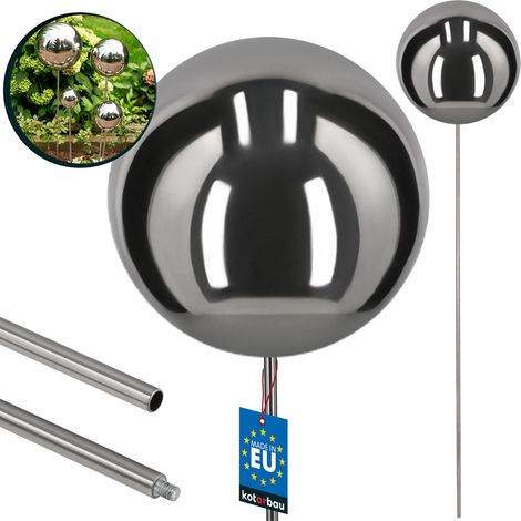 Dekorative Gartenkugel am Erdspieß, Stahl-Spiegeloptik, 125 cm