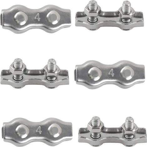 M4 Duplex Cable Clips 304 Stainless Steel Duplex Cable Clips for Wire Rope Clotheslines Sun Sails Hanging Patio Fixed 6pcs