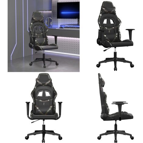 Chaise de jeu Noir et camouflage Similicuir - Chaise de jeu noir et camouflage - Chaise de jeu en similicuir (1/5)