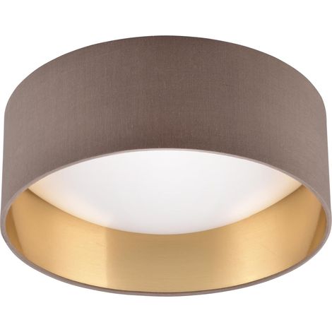 Plafonnier LED Locarno R64191141, plastique blanc, abat-jour taupe/doré, LED 12 Watt incluse (1/5)
