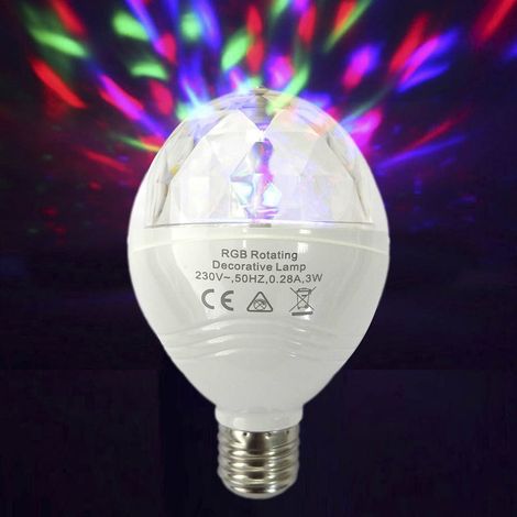 Lampadina LED multicolore RGB EDM E27 3W con rotazione di 360° Ø8x13cm