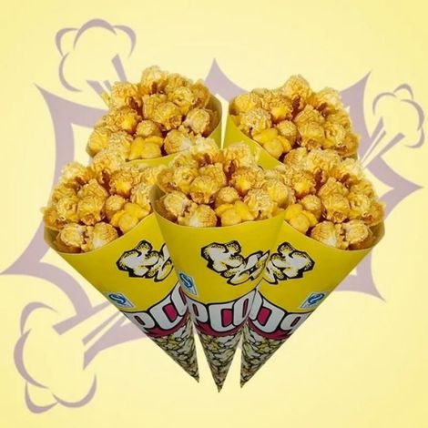 Lot de 100 sachets en papier pour pop-corn, avec embouts coniques, en forme de cône