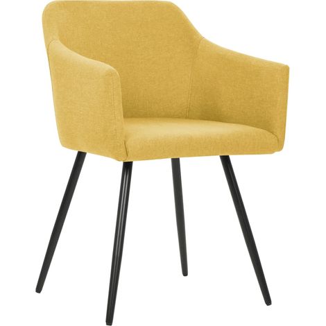 Maison Exclusive - Esszimmerstühle 4 Stk. Gelb Stoff (1/5)