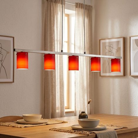 Lampada a sospensione vetro rosso cromo soggiorno G9 illuminazione 5 luci Eglo 88547 DRESS (1/5)