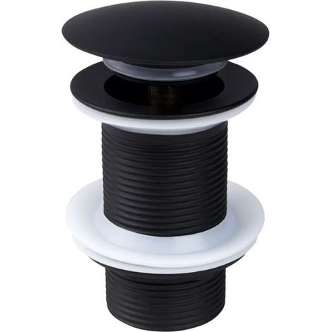 Bonde de Lavabo Noir sans Trop Plein, Bonde de Lavabo Pop Up Universel Anti-Blocage Résistant à la Corrosion Bonde de Vidage Laiton Automatique, Accessoires pour Cuisines, Bain, Lavabo, Évier (1/5)