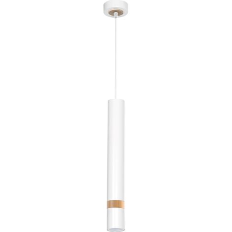 Lampe suspension Milagro Joker blanche bois clair GU10