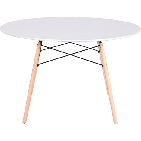 Mesa Redonda Comedor Mdf Abedul 120X120X74 Blanco (1/5)