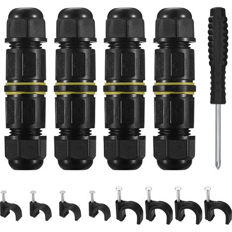 Boîte IP68 4 Pcs, 3 Broches, Connecteur Câble 4-8mm Boîte étanche IP68 pour extérieur, connecteur manchon, câbles Ø 4-8mm, 4 pièces 3 broches. (1/5)
