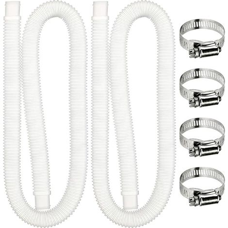 2 tuyaux de rechange pour filtre de piscine, 1,5 m, transparents, avec 4 colliers de serrage métalliques, pour piscines hors sol (1/5)