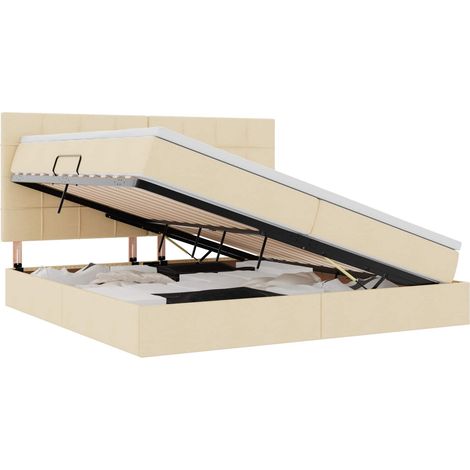 Lit double,Lit adulte,Lit avec rangement et matelas Crème 200 x 200 cm Polyester (1/5)