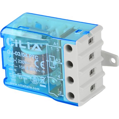 Télérupteur Silencieux CILIA EVO 230V 10A Relais à Impulsions 4 Séquences, 2 NO Condensateur Intégré (Jusqu'à 15 Boutons Lumineux) Commande d'Éclairage