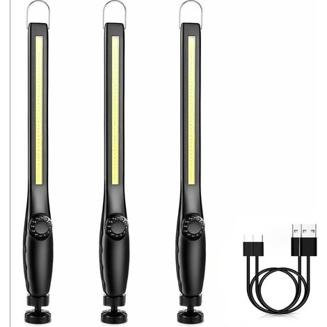 GABRIELLE LED-Gehlampe, Mechaniker, wiederaufladbar, Baustelle, Werkstattlampe, magnetisch, Garagenlampe, leistungsstark, wiederaufladbar, tragbar, LED-Magnet-Arbeitslampe [3 Stück] [Energieklasse A++