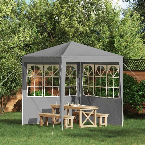 vidaXL Parete per tenda da festa 2 pcs 200 x 195 cm Grigio Chiaro