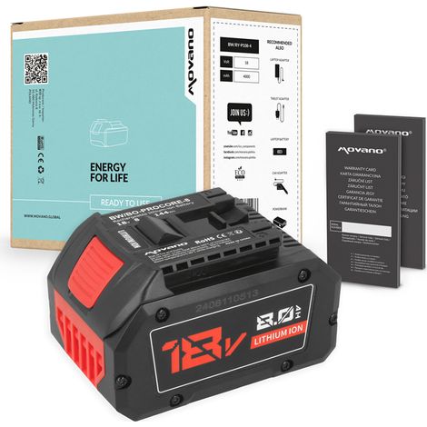 Batterie Bosch ProCore 18V 8Ah – Technologie avancée – Indicateur de charge LED – Construction durable en ABS+PC