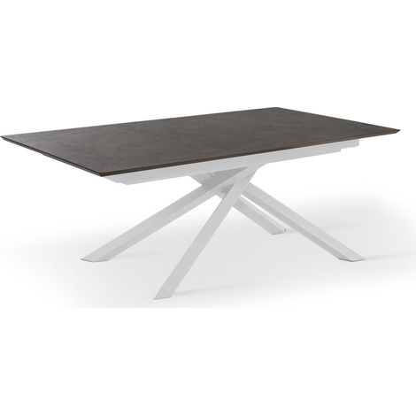 Tavolo allungabile con top ruggine e gambe bianche 170/270x90x76h cm (1/4)