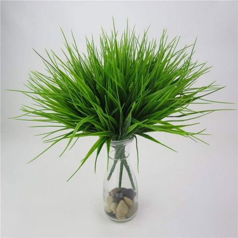 Lot de 10 fausses plantes artificielles d'extérieur en plastique pour gazon de blé (1/5)