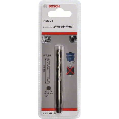 2608594255 - Punta di centraggio Plus HSS-Co Ø 7,15x85 mm , Progressor for WOOD+METAL