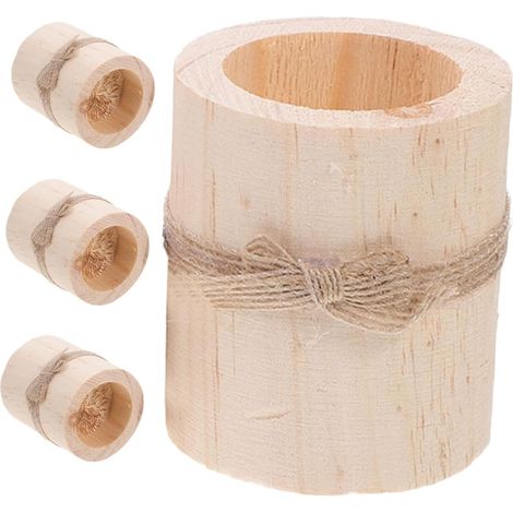 Bougeoirs Chauffe-Plat en Bois 4 Pièces, Décoration Élégante Mariage (1/5)