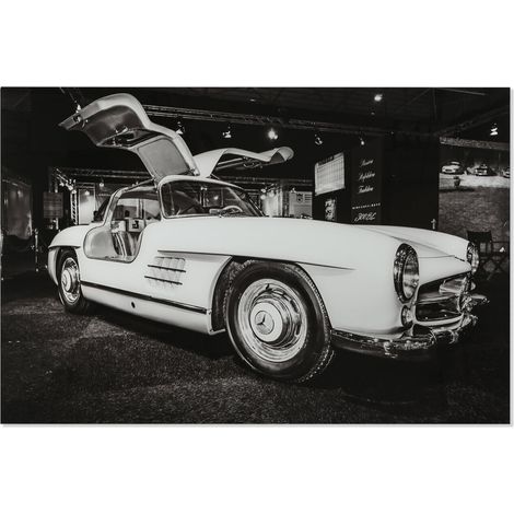 Cuadro Cristal Templado 120X0,4X80 Coche Blanco (1/5)