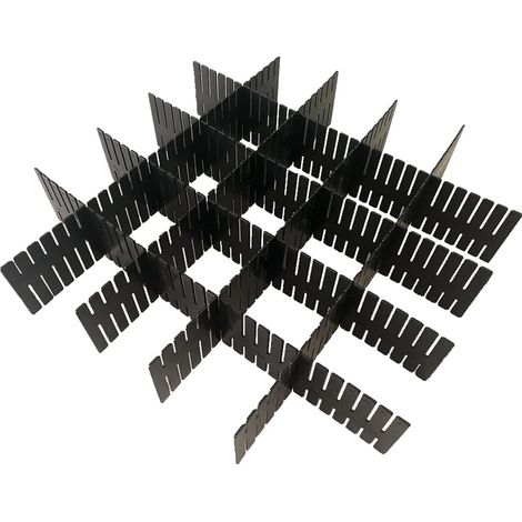 APEX 8pcs DIY Plastic Drawer Organizer Adjustable Drawer Dividers for Home Tidying Closet, Office (Black) (1/5)