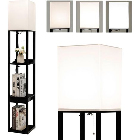COSTWAY Stehleuchte mit USB-Anschluss, 160cm, Holz, E27, Stehlampe für Schlafzimmer & Wohnzimmer (1/5)