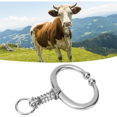 Anneau Nasal Bovine en Acier Inoxydable avec Ressort - Bague de Nose pour Vaches et Taureaux, Accessoire Agricole Durable (1/5)