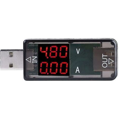 USB-Spannungsmesser, Farb-LCD-Voltmeter, USB-Amperemeter, Multimeter, Ladegerät, USB-Tester, Echtzeit-Spannungserkennung, 6,7 x 2,4 x 1,5 cm (Schwarz) – Crezuo