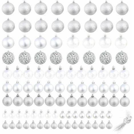 vidaXL Lote de bolas de Navidad 100 unidades plateadas 3/4/6 cm (1/2)