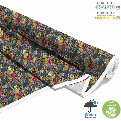 TESSUTI DECORATIVI PER ESTERNI OXFORD - Motivo farfalle colorate sulle foglie I DX531 (1/5)