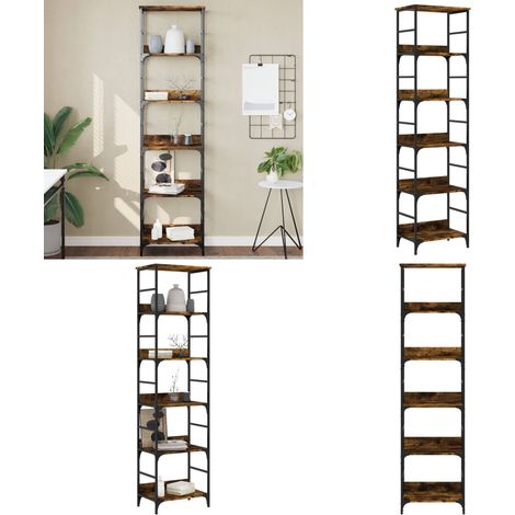 Bibliothèque chêne fumé 50x33x188,5 cm bois d'ingénierie - Bibliothèque Murale - Bibliothèque Industrielle - Étagère Bois - Meuble Rangement - Bibliothèque Moderne - Home & Living (1/5)