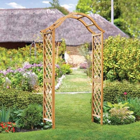 Smart Garden Elegant Woodland Wooden Garden Arch Pergola Tan Plant Support (1/5)