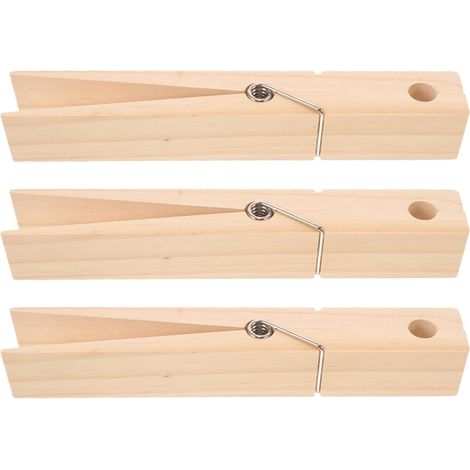 Lot de 3 barres porte-serviettes en bois, porte-pinces à linge géant p