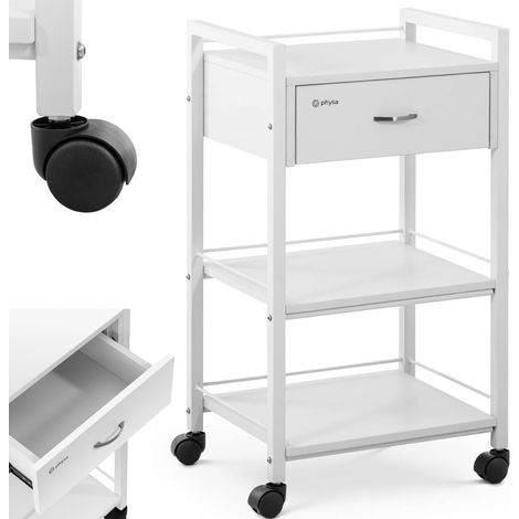Carrello cosmetico da parrucchiere, 1 cassetto, 3 ripiani, 47,5 x 40 x 85,5 cm, bianco (1/5)