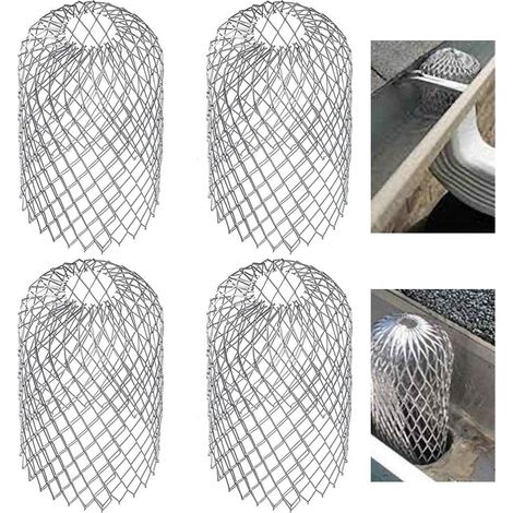 4er-Pack Dachrinnenschutz aus Metall, erweiterbares Filtersieb, Laubsieb, Fallrohrschutz für Dachrinnen, Fallrohr (1/4)