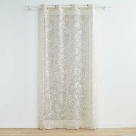 Panneau a oeillets 140 x 280 cm voile tisse applique karla Taupe (1/5)
