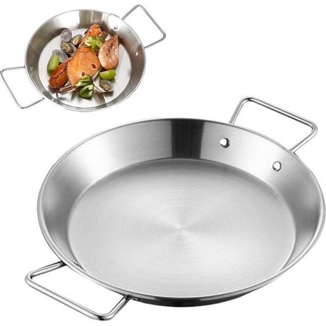 Poêle à fruits de mer en acier inoxydable - Double poignée - Revêtement antiadhésif - Idéale pour le camping - 32 cm (1/5)
