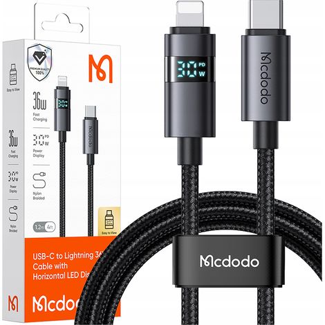 Cable Mcdodo con pantalla USB-C Lightning 36W 1M PARA iPhone X 11 12 13 14 (1/5)