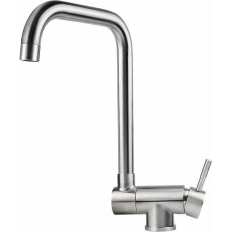 Rubinetto da cucina pieghevole, miscelatore per lavello pieghevole in acciaio inox per installazione a finestra, rubinetto per lavello girevole a 360° con finitura spazzolata -Crezuo