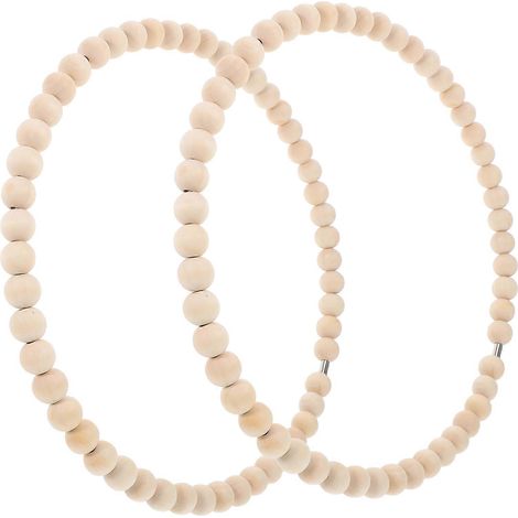 Couronne de perles en bois à suspendre (2 pièces) - Décoration de salon (1/5)