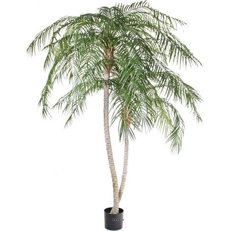 Palmier Phoenix factice H225cm 2troncs 2660 feuilles PE Anti-UV en pot