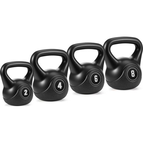 Youyijia 20 kg Kettlebell-Set 4-teilig Kettlebell Gewicht für Heim-Fitnessstudio, 2/4/6/8 kg Heavy Duty Hantelset mit HDPE-Ummantelung für Krafttraining, Muskelaufbau und Ganzkörperübungen (1/5)