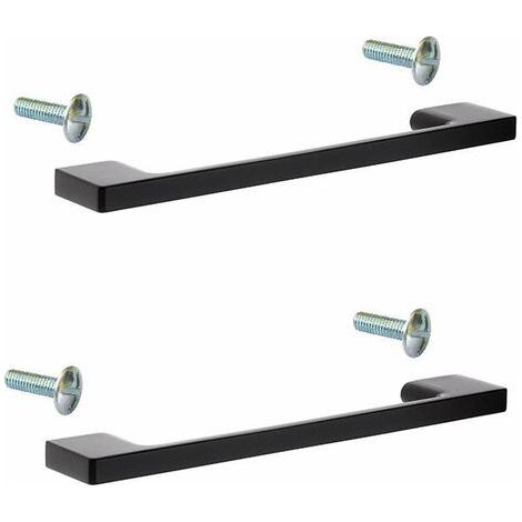 Lot de 2 poignées de meuble 128mm en acier noir mat – Design moderne pour placards et cuisines – Longueur totale 161mm (1/4)