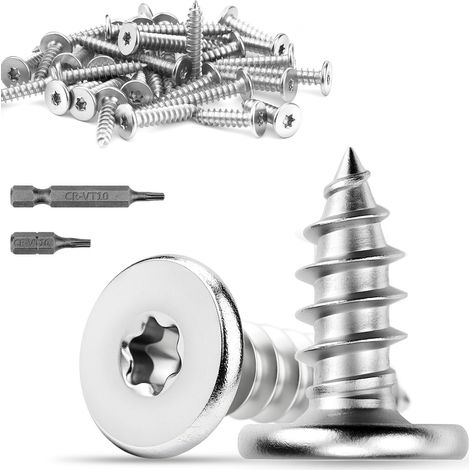 M4x12 mm Vis a Bois, 60 Pièces Vis Torx à Tête Plate (1/5)
