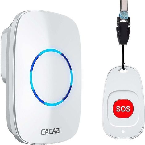Système d'alarme domestique pour personnes âgées, bouton d'appel sans fil, bipeur pour aidant, sonnette d'urgence à fixation murale, kit complet pour assistance à domicile (1/5)