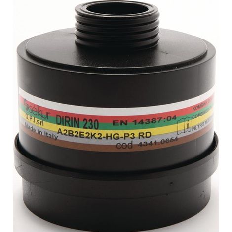 Filtre combiné à plusieurs plages DIRIN 230 EN 14387 A2 B2 E2 K2 Hg-P3 (1/4)