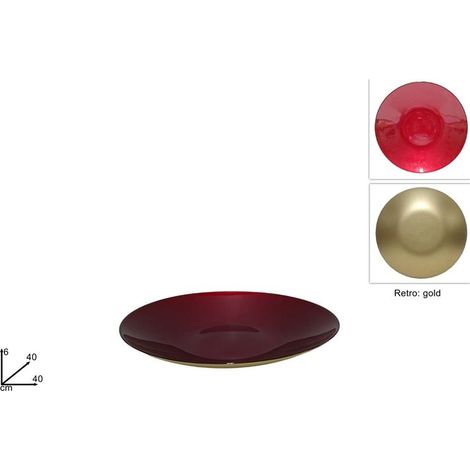 Centrotavola Natalizio in Vetro Rosso e Oro 40 cm (1/2)